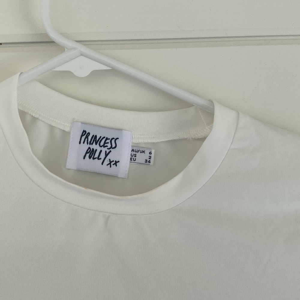 Princess Polly | White Long Sleeve Top Open Back Tie | Great Condition - Picture 3 of 6